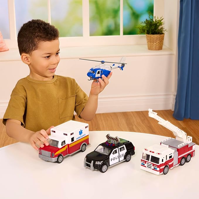 Driven by Battat – Micro 1:24 Scale – Helicopter Toy with Lights and Sound – Open-able Doors – Rescue Helicopter for Kids Age 3+