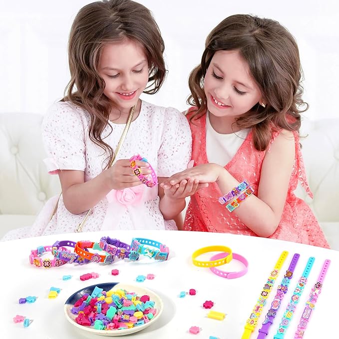 Ambesi DIY Bracelet Making Kit, 12 Pcs Silicone Wristband, Charm Friendship Bracelet Kit for Girls Ages 3+ Years Old, Arts & Crafts Toy, Crafts Gifts Set for Girls Kids Birthday Gift