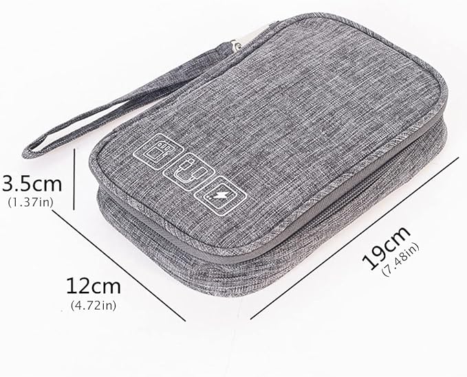 4Pcs Electronic Organizer Travel Case,Waterproof Cord Organizer Travel Cable Organizer Bag Portable Small Travel Tech Storage Pouch for Cord Charger Phone Earphone SD Card Cables Power Bank Card,Grey