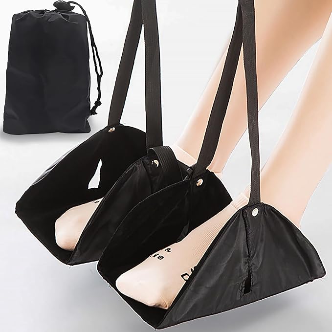 Foot Hammock for Plane Travel to Relax Your Feet - Portable & Adjustable Airplane Foot Hammock with No Feet Clashing, Long Flight Travel Essentials Airplane Foot Rest to Reduce Fatigue & Soreness