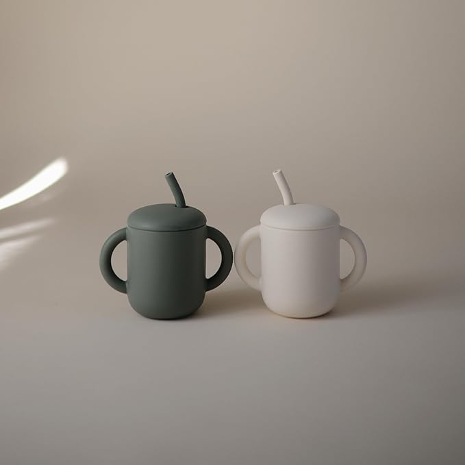 mushie 100% Silicone Training Cup & Straw for Toddlers | 6 Months+ (Tradewinds)