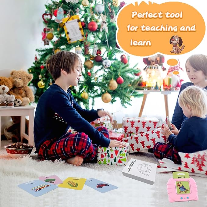 Toys for Ages 2-4 Talking Flash Cards for Toddlers 1-3,Preschool Learning Activities Flashcards,Educational Learning Kids Toys Boys 3-5 Or 3 Year Old Girl Gifts to Promote Speak and Spell (Pink)
