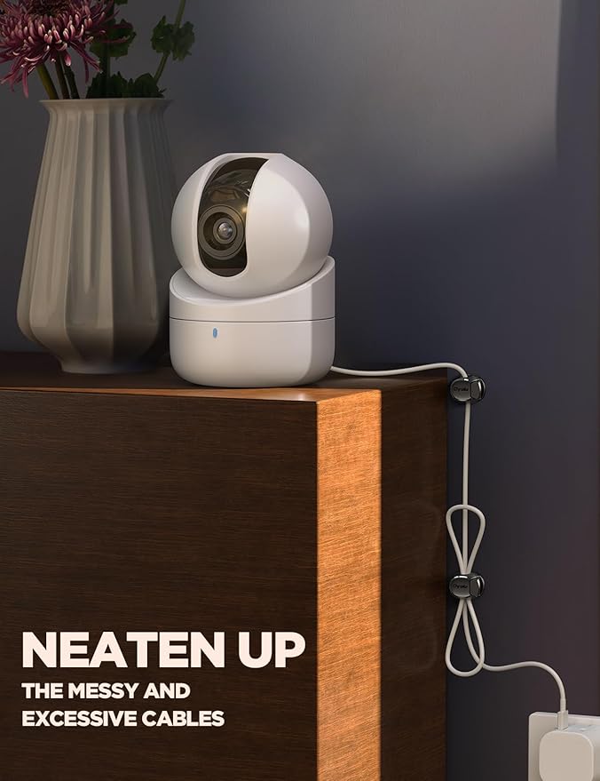 12Pack Cord Organizer [Dual Spring & Clasp, Max Secure] Cable Clips - Chfeila Cord Holder, Desk Cable Management, Adhesive Phone Charging Wire Holder for Nightstand/Car/Wall, Office Accessory - Black