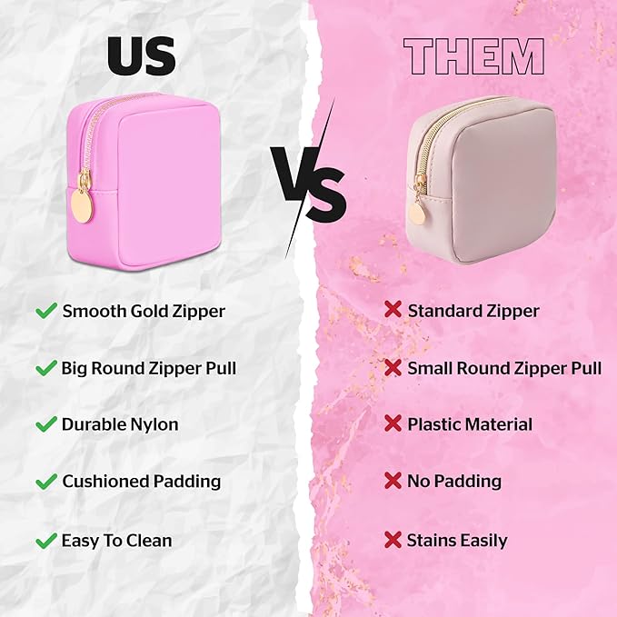 DANCOUR Nylon Makeup Bags for Women Large Preppy Travel Toiletry Pouch Cosmetic Bag Makeup Organizer