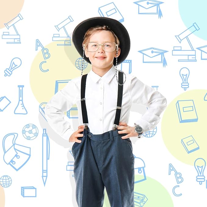 Kavoc 4Pcs Old Lady Costume Accessories Granny Grandma Dress up Eyeglasses Beaded Chain Faux Pearl Bead Necklace and Bracelet