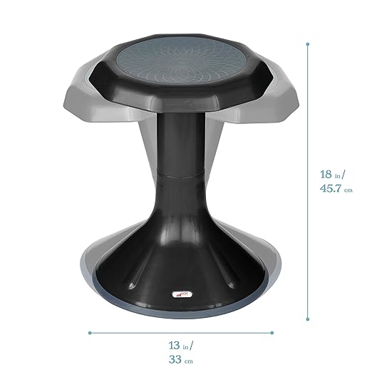 ECR4Kids ACE Active Core Engagement Wobble Stool, 18-Inch Seat Height, Flexible Seating, Black