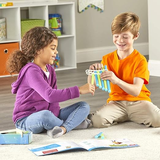 hand2mind Science Kit Music Maker, STEM Activities for Kids Ages 5-7, STEM Toys, Kids Storybook, Pan Flute, Ocean Drum, and Box Guitar, 10 at Home Science Experiments for Kids