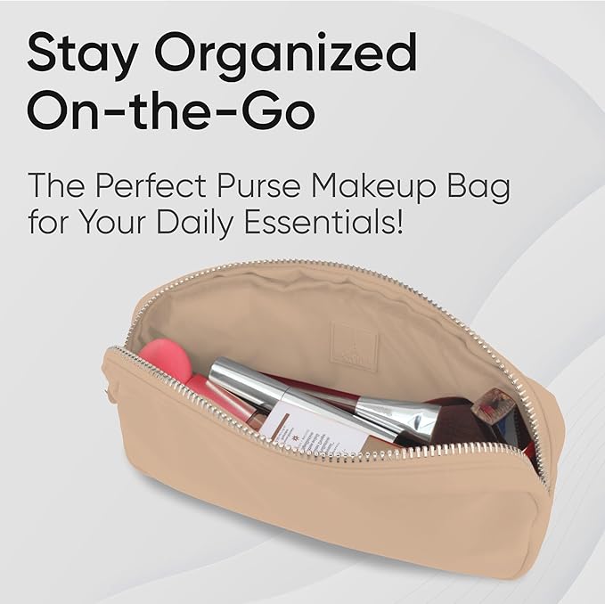 DANCOUR Nylon Makeup Bags for Women Large Preppy Travel Toiletry Pouch Cosmetic Bag Makeup Organizer