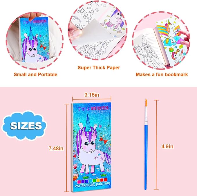 BAOXUE Water Color Paint Sets for Kids, Pocket Watercolor Painting coloring Book, Paint With Water Books for Kids Ages 4-8, Art Craft Set for Girls Boys Drawing with Brush