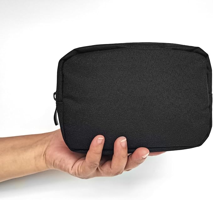 HSYAMY Small Makeup Bag For Purse, 2 Pack Travel Zippered Pouch, Portable Versatile Mini Organizer Toiletry Cosmetic Bag Nylon Electronics Accessories Storage Pouch For Women Men (Black)