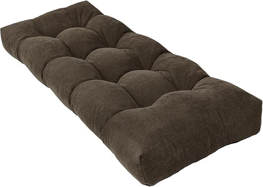 Bench Cushion 45 Inch - Chenille, High-Density Memory Foam, Non-Slip Bottom, Soft Durable Indoor Tufted Long Seat Cushion for Window Garden Furniture (Deep Brown, 45x18x4 Inch)