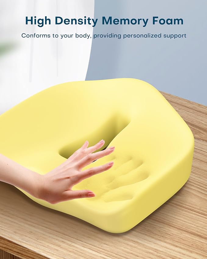 Feagar X Large Memory Foam Seat Cushions for Office Chairs Desk, Chair Cushion Tailbone Pain Relief Extra Dense Hip Sciatica Car Seat Cushion for Long Sitting Black