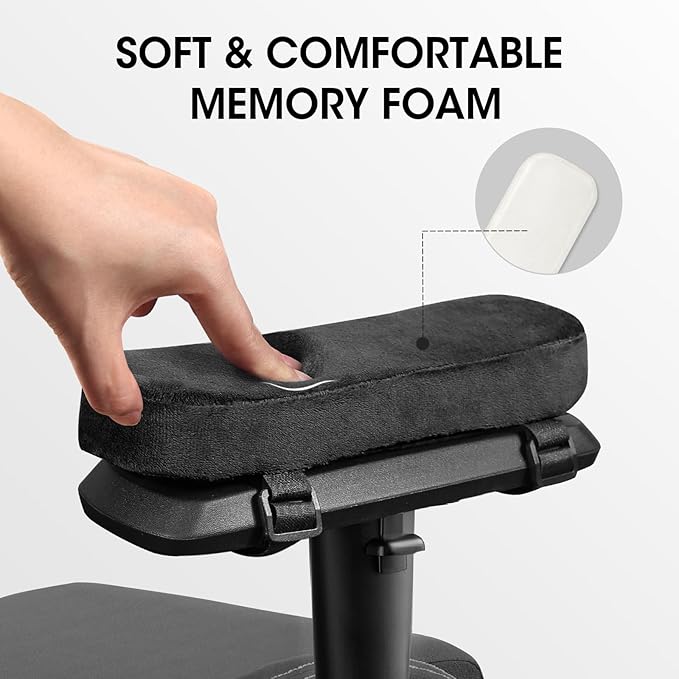 ZNCMRR 2 Pack Office Chair Armrest Pads Covers with Memory Foam Elbow Pillow for Forearm Pressure Relief, Black Arm Rest Covers for Office Chairs, Wheelchair, Comfy Gaming Chair(Black)