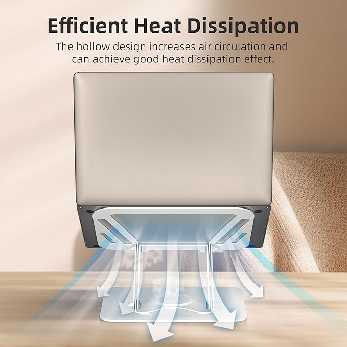 suptek Laptop Stand for Desk, Adjustable Computer Notebook Stand with 360° Rotating Base, Ergonomic Laptop Riser for Collaborative Work, Foldable & Portable Laptop Stand,fits for 11-17" Laptops,White