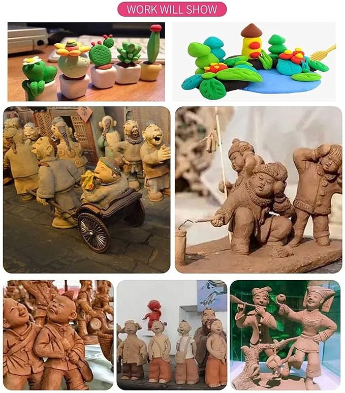 Langqun Air Dry Clay Sculpting Tools, Modeling Shaping Embossing for Kids and Adults,Polymer Clay Tools,Pottery Tools Kit 19Pcs