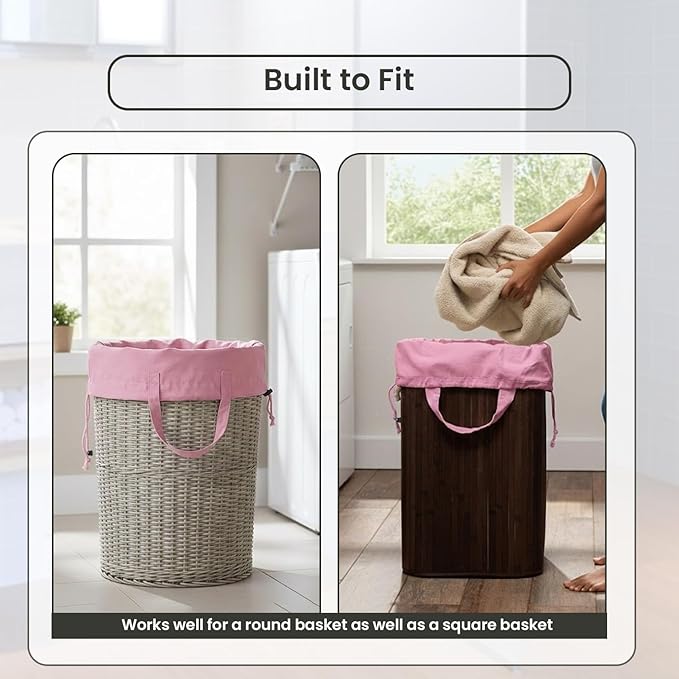 LFH Home Large Premium Cotton Canvas Laundry Bag with Drawstring and Handles Heavy Duty, Multi-Use, Washable for Home, Travel, College or Storage 28x40 (Pack of 4)-Pink