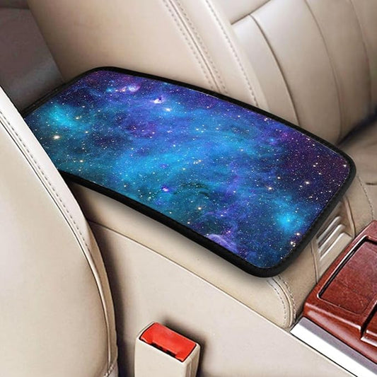 DORKEIXIA Abstract Blue Outer Space Galaxy Star Auto Center Console Armrest Pad Universal Car Center Console Cover Seat Box Cover for Sedan, Van, SUV, Truck Car Accessorie