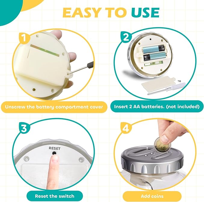 Kids Piggy Bank for Girls Boys - Toys for 5 6 7 8 9 10 Year Old Girl Boy Christmas Birthday Gifts - Money Bank with LCD Display, Coin Bank for Kids Toys Age 6-8-10