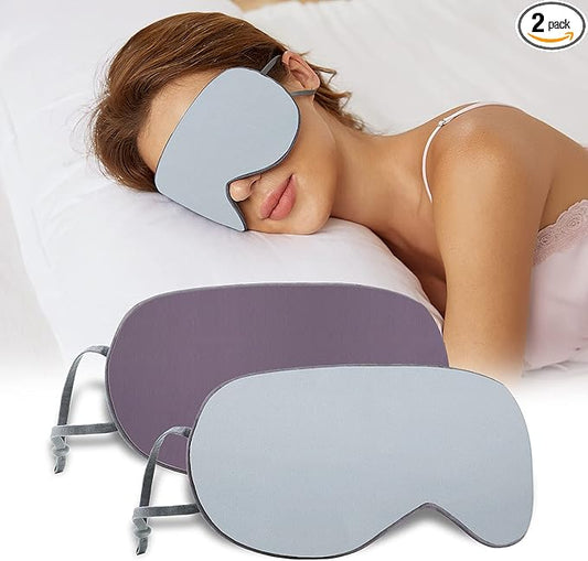 Sleeping Mask 2 Pack, Warm, Cool Double-Sided Use of Sleep Mask, Super Soft Blindfold with Adjustable Strap, Block Out Light, Comfort Sleep Eye Mask for Travel Meditation Nap