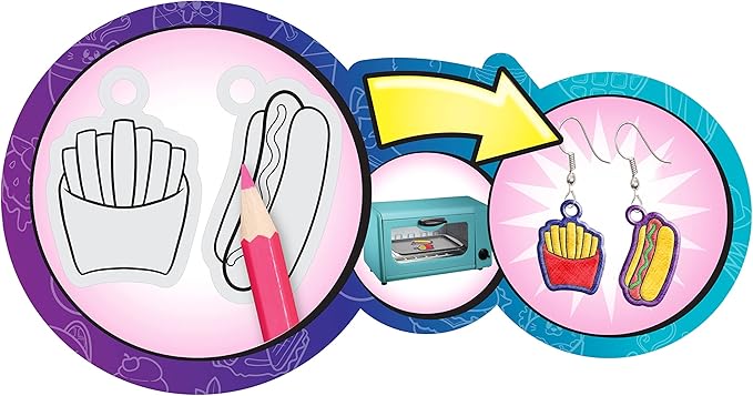 Just Play Shrinky Dinks Jewelry Set, 60 Shrinky Dinks, Kids Arts and Crafts Activity Set, Kids Toys for Ages 5 Up, Amazon Exclusive