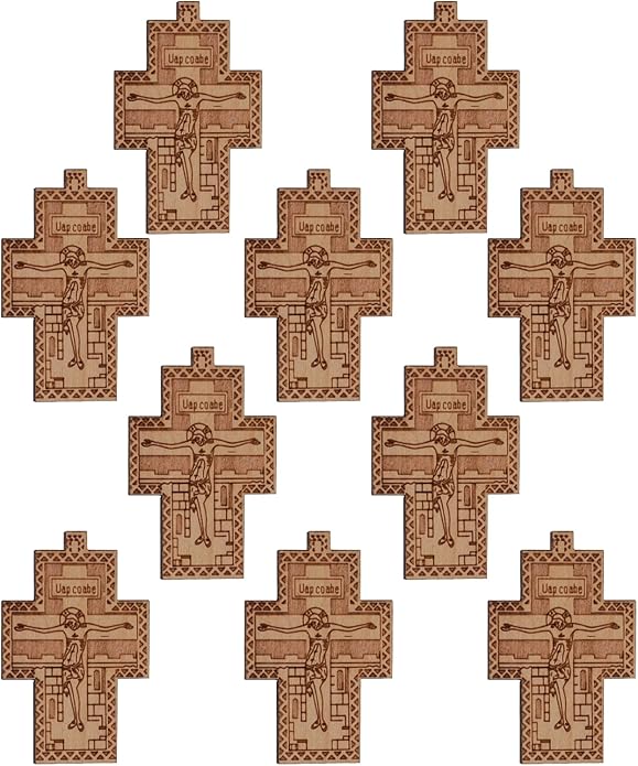 COTTVOTT Wooden Christian Jesus Cross/Orthodox Crucifix Charms Pendants for Rosary Necklace, DIY Jewelry Making Accessories Parts