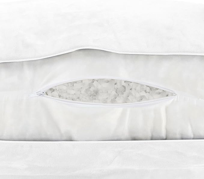 Husband Pillow White, Original Reading Pillow in Bed Rest Chair, Shredded Memory Foam Large Lounge Cushion Adult Backrest with Arms, Comfy Back Support for Sit Sitting Up, Washable/Removable Cover