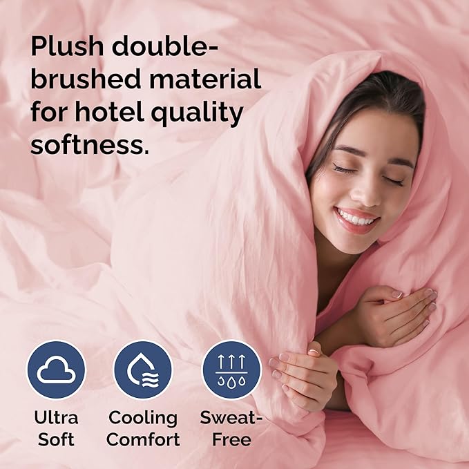 Duvet Cover Twin/Twin XL Size Set - Extra Soft Duvet Cover 68 x 90 with 1 Pillow Sham - Hotel Luxury, Easy Care and Fade Free with Zipper Closures & Ties - Comfy, Breathable Bedding Set (Baby Pink)