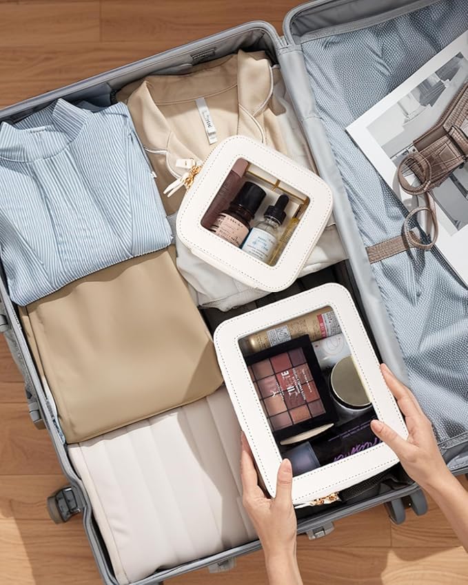 FFpaw Travel Clear Makeup Bag Set, TSA Approved Cosmetic Bag Case with Zipper Portable Makeup Pouch Toiletry Bag Women Traveling Cosmetic Organizer Storage Bag Car Organizer Car Essentials for Women