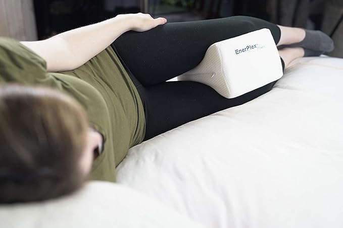 EnerPlex CertiPUR-US Certified Never-Flat Memory Foam Knee Pillow Orthopedic Pillow Wedge for Back Pain Leg Pain Sciatica Pain Relief Pregnancy Pillow Hip and Spine Alignment Removable Washable Cover