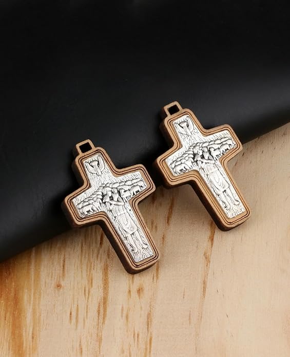 COTTVOTT Wooden Christian Jesus Cross/Orthodox Crucifix Charms Pendants for Rosary Necklace, DIY Jewelry Making Accessories Parts