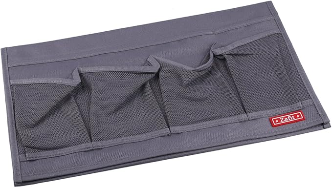 Bedside Storage Organizer - 6 Pockets, Table Cabinet Caddy for Remotes, Phone, Glasses (Grey)