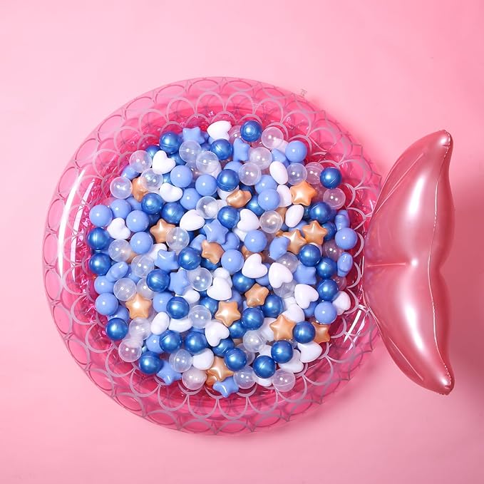 GOGOSO Shape Ball Pits Balls, Star Heart Plastic Play Balls for Toddlers Kids Children, DIY Giant Friendship Bracelet Banner