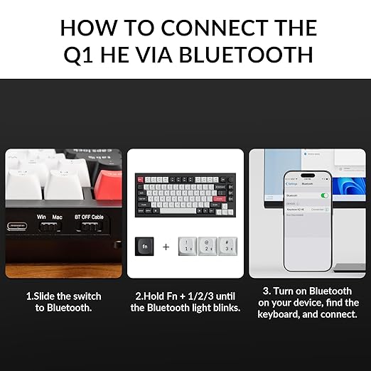 Keychron Q1 HE Wireless Custom Mechanical Keyboard with Hall Effect Gateron Double-Rail Magnetic Switch Rapid Trigger, QMK 2.4 GHz Bluetooth 5.2 RGB Compatible with Mac Windows Linux (Hot-swappable)