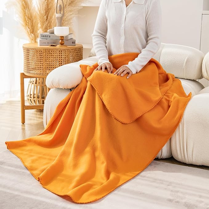 Fleece Throw Blankets 6 Pack Bulk Blankets Solid 50 x 60 inch Kids Lightweight Warm Soft for Pet Cozy Travel Blankets Airplane Small Throws Camping Gifts Assorted Blankets for Home, Bed, Sofa, Dorm