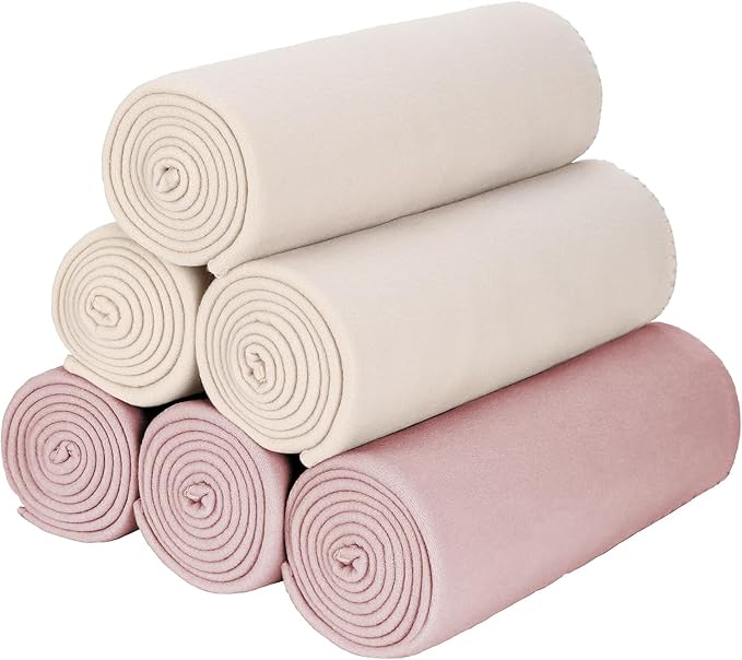 Special SG Glory Fleece Throw Blankets Bulk Fleece Blankets Solid Wholesale Lightweight Warm Soft for Pet Bed Sofa Couch Office Wedding Gifts Travel Seasons Beige and Pink 50x60 Inches Pack of 6