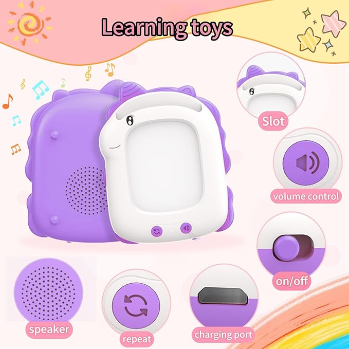 Talking Flash Card, Learning Toys for Ages 2-5, Montessori Learning Educational Sensory Toys, Kids Gift for Boys Girls Birthday Preschool Activity,224 Sight Words (Purple, Small)