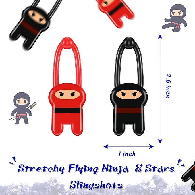 48 Pcs Stretchy Flying Ninjas Stretchable Funny Finger Ninja Slingshot Toys Elastic Stretchy Flying Slingshot Ninja Toys Ninja Party Favors Supplies
