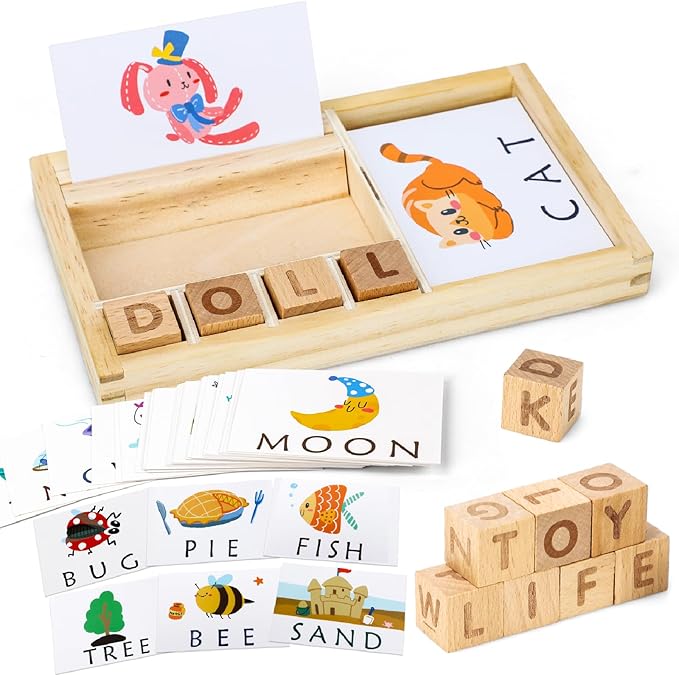 TOY Life Montessori Toys for 3-5 Year Old, Baby Alphabet Sight Words Flash Cards for Toddler, Reading Spelling Games, CVC Words for Kindergarten Preschool Learning & Education Activities Toys for Kids