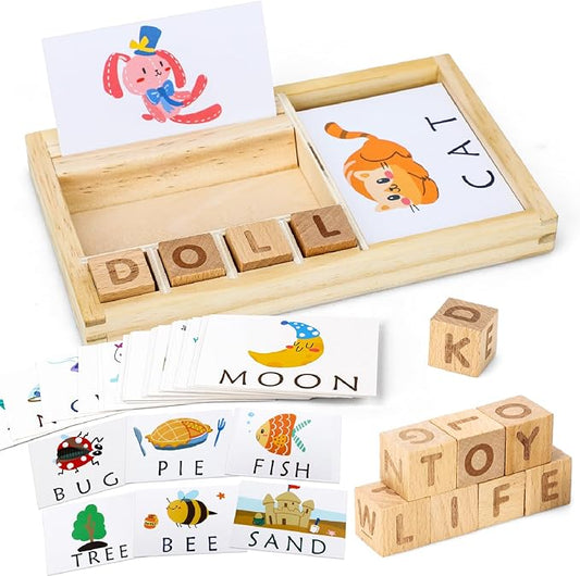 TOY Life Montessori Toys for 3-5 Year Old, Baby Alphabet Sight Words Flash Cards for Toddler, Reading Spelling Games, CVC Words for Kindergarten Preschool Learning & Education Activities Toys for Kids
