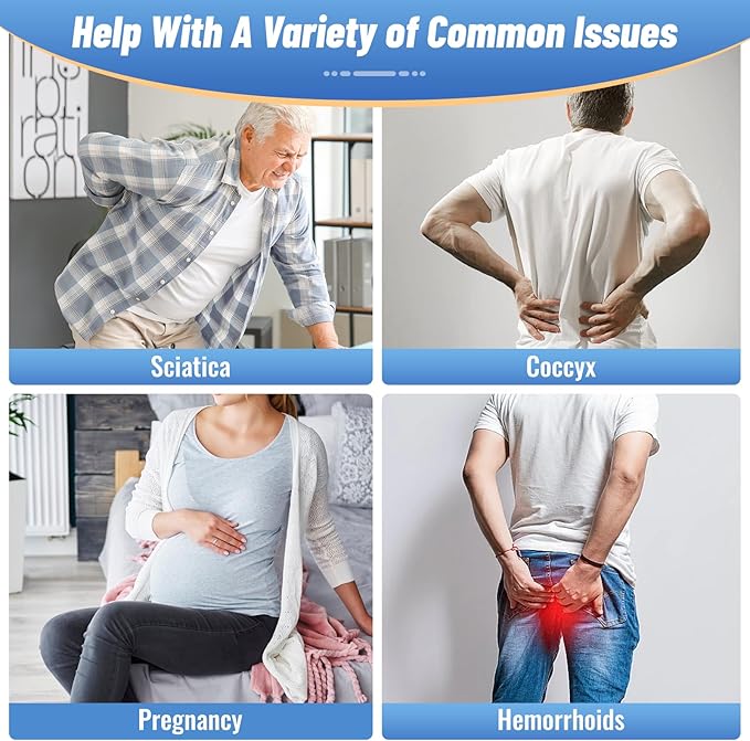 CloudBliss Donut Pillow Seat Cushion Chair Pad for Tailbone Pain Relief and Hemorrhoids, Memory Foam Seat Chair Cushion for Men and Women for Home & Office, (Red-2XL)