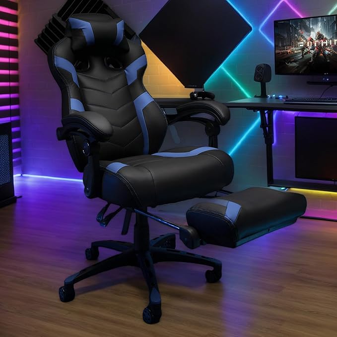 Gaming Chair High Back Ergonomic Racing Computer Desk with Comfortable Lumbar Support and Headrest Girl Gamer Height Adjustable