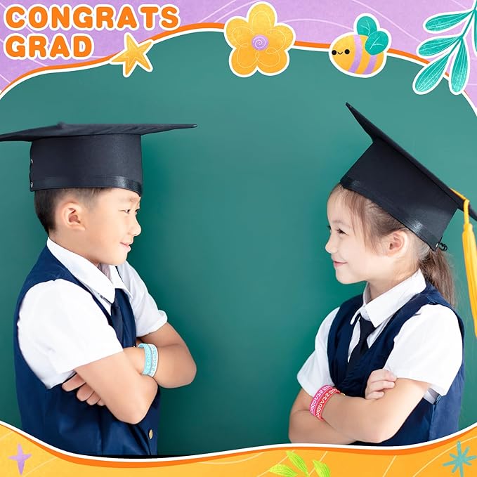 Graduation Bracelets Congrats Grad Silicone Wristbands Class of 2024 Party Supplies Gifts for Preschool Kindergarten University Students Graduates Party Favors(50 Pcs)