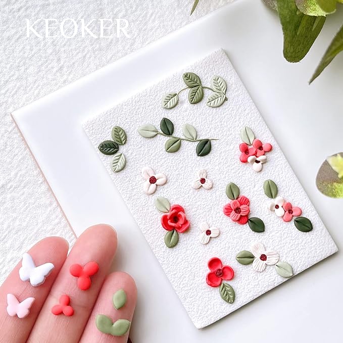 KEOKER Polymer Clay Cutters - Mini Clay Cutters for Polymer Clay Earrings Making, 6 Shapes Floral & Leaf & Butterfly Micro Clay Cutters, Clay Cutters for Polymer Clay Jewelry