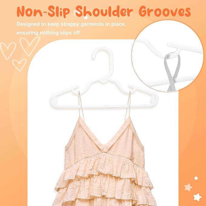 HOUSE DAY Premium Baby Hangers 20 Pack, 11 Inch Kids Plastic Hangers White, Slim Childrens Hangers for Infant, Toddler, and Child Clothes, Durable Baby Clothes Hangers for Closet