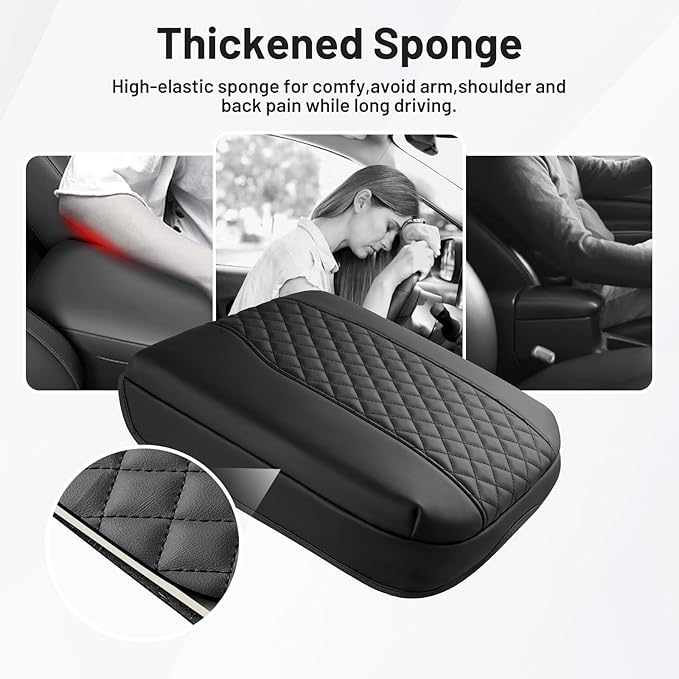 Autorder Center Console Cover for 2019-2025 2026 Chevy Silverado/GMC Sierra Accessories Armrest Cushion Cover Nappa Leather Middle Console Covers Console Cushion Pad Anti-Scratch(Bucket Seat Only)