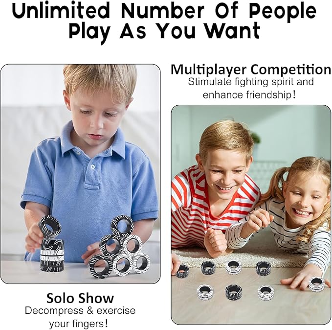 3Pcs Magnetic Rings Fidget Toys for Teens, Adults&Kids|Fidget Pack Under 10 Dollars|ADHD Fidget Toy Pack for Anxiety Relief,Coolest Gifts for Teen Boys,Birthday Gifts for 8 9 10 11+ Year Old Boy&Girl