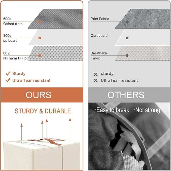 4 Pack Large Bed Sheet Organizer, Foldable King Queen Sheet Organizers and Storage with Oxford Fabric, Clear PVC Window & Leather Handle – Sheet Storage Set for Blankets, Duvet Cover Set