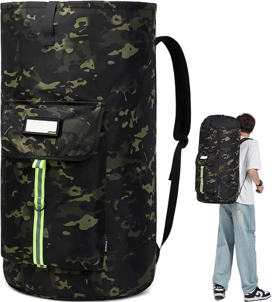 SUOVOCK laundry bag backpack,extra-large heavy duty laundry bags,laundry backpack for college students,drawstring closure (Black CP)