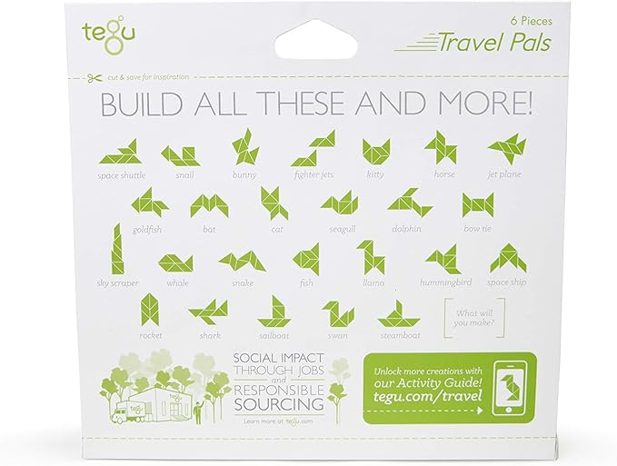 6 Piece Tegu Travel Pal Magnetic Wooden Block Set, Kitty