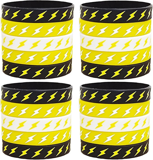 24 Lightning bolt Rubber Bracelets Silicone Wristbands,for Flash Weather Birthday Gender reveal Party Favors Supplies Decorations Favors